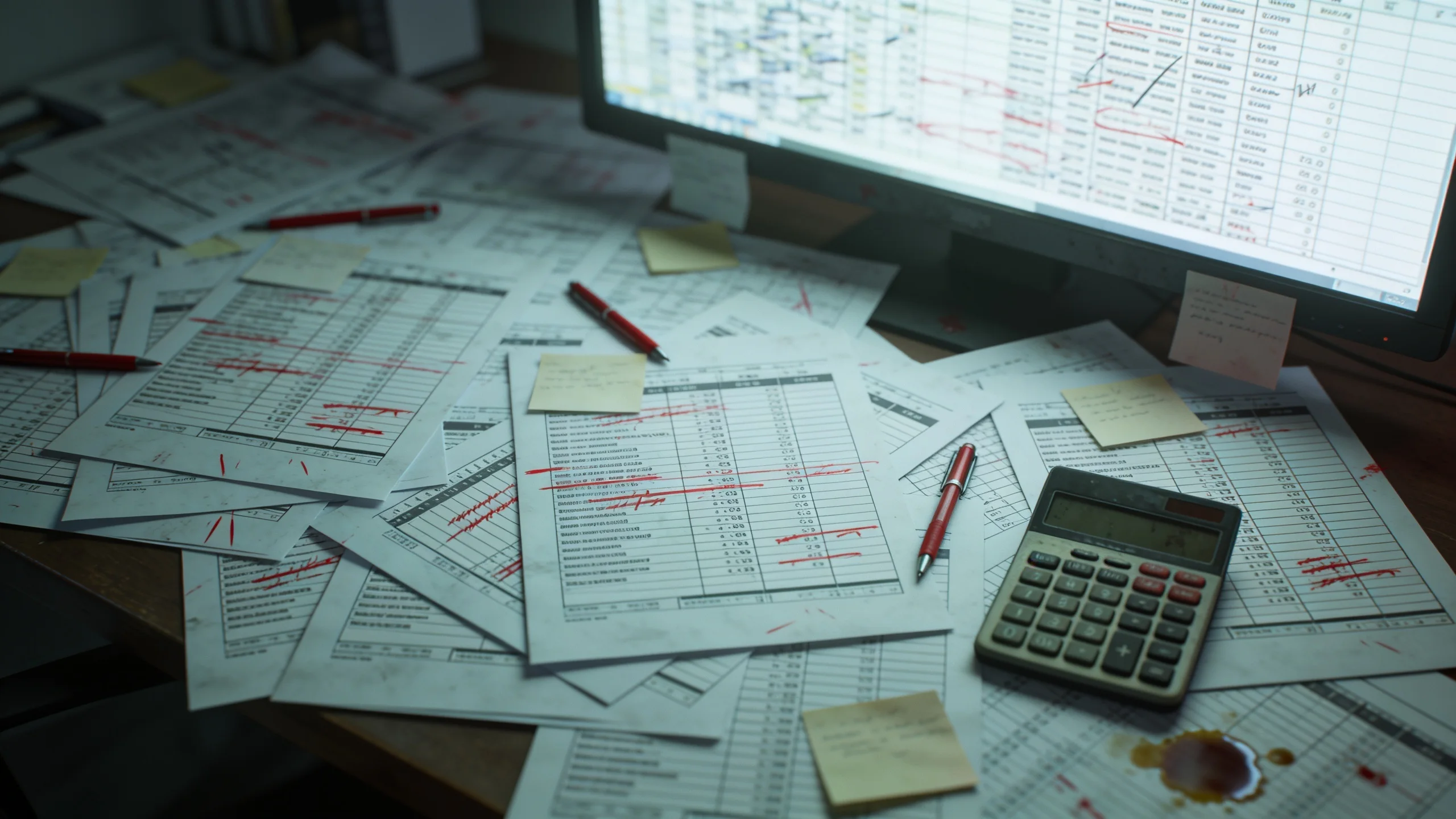 A tangle of overlapping spreadsheet windows